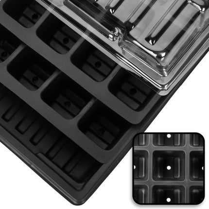 com-four® 8-piece cultivation set, set with water trays, greenhouse lid, and pot plates with 96 cells for growing plants indoors (8-piece - cultivation set 38x25cm)