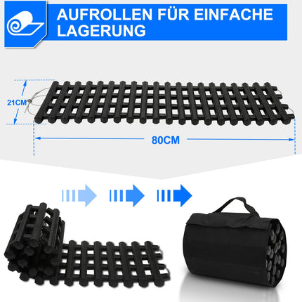 Jopassy traction aid, 2 pieces car starting aid 80x21cm, with storage bag, traction plates track system for sand snow, for cars, trucks, off-road vehicles