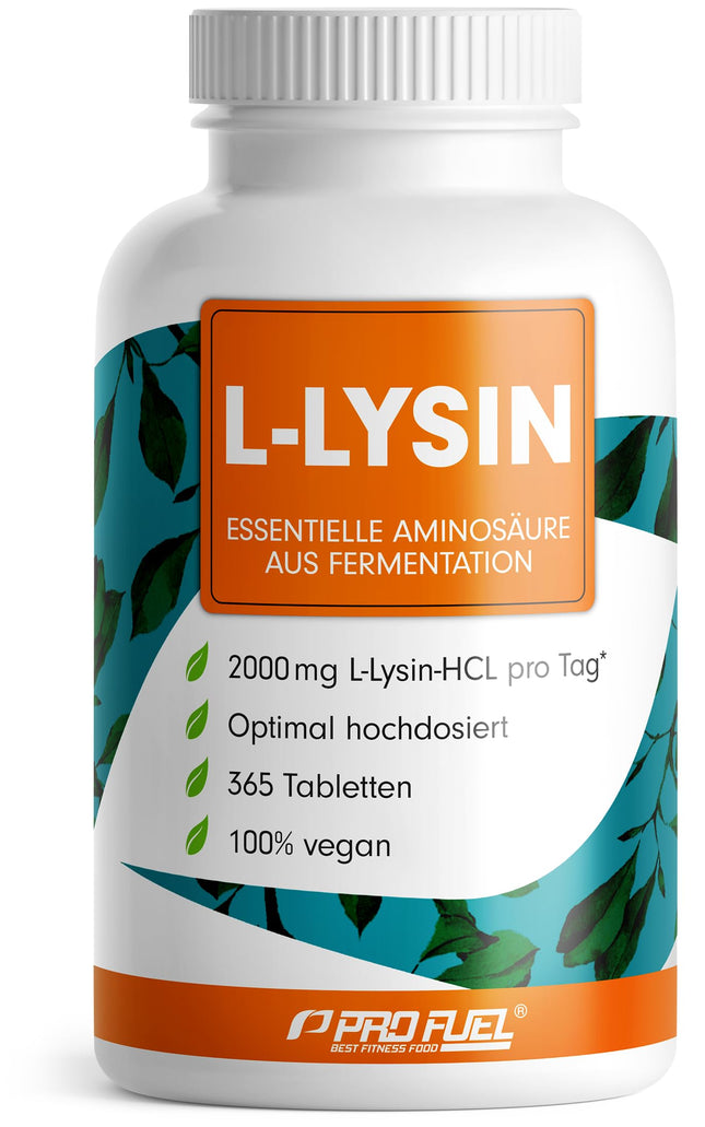 L-Lysine Tablets 365x - optimally high-dose with 2000 mg lysine HCL per day, of which 1600 mg pure L-Lysine - essential amino acid from fermentation - 100% vegan - laboratory-tested with certificate