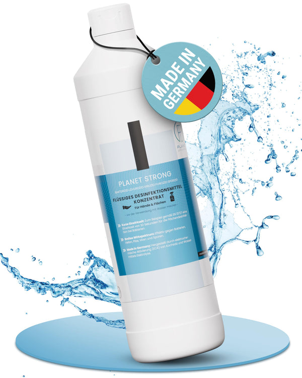 Planet Strong® - 1L alcohol-free disinfectant concentrate for hands, surfaces &amp; skin - Against bacteria, viruses, spores, fungi, yeast, mold, and odors | Bottle (Halal &amp; Kosher)