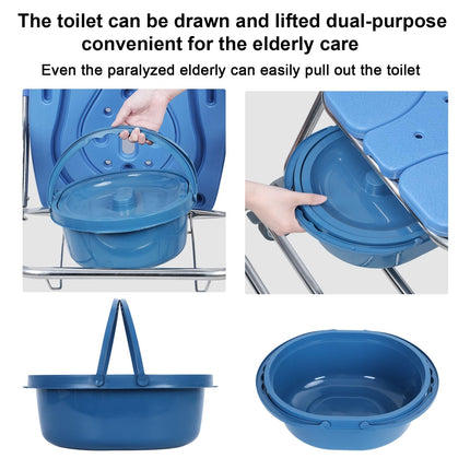 Foldable shower-commode wheelchair, height adjustable with removable bucket and footrests, mobile toilet chair with wheels, suitable for seniors and people with limited mobility Bl