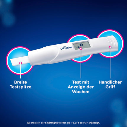 Clearblue Pregnancy Test Early Digital Pregnancy Test, 2x Early Pregnancy Tests/Early Pregnancy Tests with Week Indicator, Pregnancy Determine, 25 mIU/ml