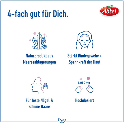 Abtei Kieselerde Intensive - For the prevention of brittle hair and nails - With silicon - Pure natural product - High dosage, gluten-free, lactose-free - 60 capsules
