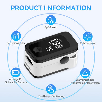 Berrcom Pulse Oximeter Blood Oxygen Saturation Monitor Finger High Accuracy Sats Monitor for Children, Adults with Batteries and Lanyard