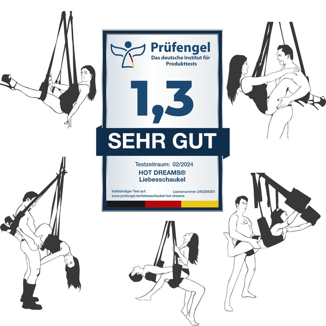 HOT DREAMS® 2-in-1 Love Swing for Door &amp; Ceiling – Deluxe Sex Swing for Couples up to 200 kg | Padded, Adjustable, Comfortable | Door Swing Sex | Erotic Swing for Adults (without Mount)