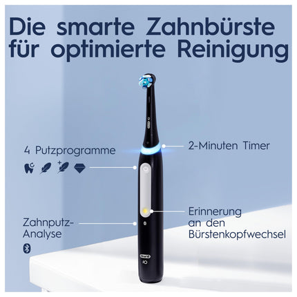 Oral-B iO Series 4 Plus Edition Electric Toothbrush, PLUS 3 Brush Heads, 4 Brushing Modes, Travel Case, Designed by Braun, Matte Black