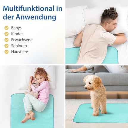 Safe Age® Washable Incontinence Pad - 86x92cm, Incontinence Bed Pad for Adults, Children and Pets, Waterproof Mattress Topper