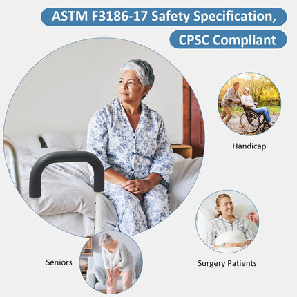 Safe bed rails for older adults, bed riser, bed rails for older people and adults, bed entry aid, height adjustable grab bar bed guard, LED sensor light
