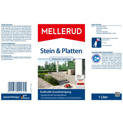 MELLERUD Stone &amp; Tile Intensive Cleaner | 1 x 1 l | Efficient cleaning agent | For all natural and artificial stone types | Marble, sandstone, limestone, and much more | Acid-free | Against dirt