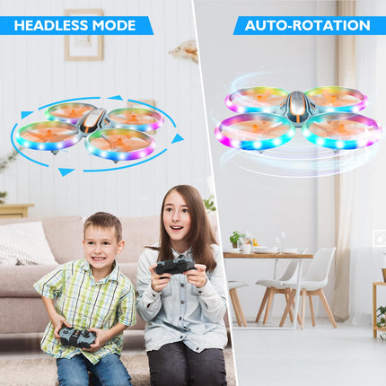 i9 Drone for Kids, RC Quadcopter with LED Lights, Headless Mode, Altitude Hold, 3D Flip and 2 Batteries, Toy Gifts for Boys Girls Beginners