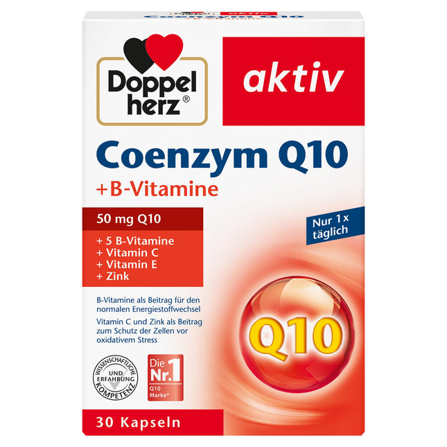 Doppelherz Coenzyme Q10 + B Vitamins - with zinc, vitamins B6, B12, and C to contribute to the normal function of the immune system - 30 Capsules (1 pack)