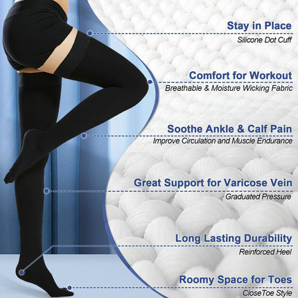 20-30 mmHg Medical Compression Stockings Women Men, Support Stockings with Closed Toes, Graduated Support for Varicose Veins, Edema
