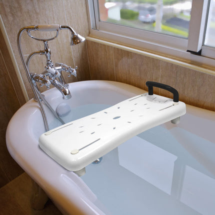 LARS360 Bathtub Board Bathtub Seat Seniors Adults Adjustable Bathtub Board for Sitting Board for Bathtub Seat Board Chair for Bathroom Max 150 kg with Handle, LARS-(HAG1336B), White