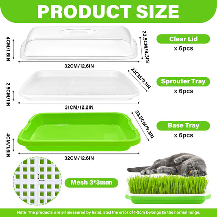 YODITI sprouting trays for sprouts cress cultivation trays: 6PCS Seed Sprouter Tray germination tray sprouts with lid for hydroponic large seed germination tray germination box for growing mung beans wheatgrass