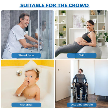 Fousenuk Grab Bars for Seniors, 2 Pack Shower Without Drilling Bathroom, Suction Cup Shower Handle with Bathtub Handle Support Handle, Disabled Toilet Grab Bar, Suction Handle Bathtub for Disabled Elderly People