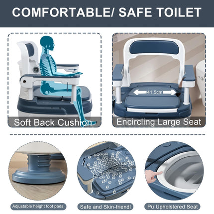 cadciehe bedside commode, portable toilet, toilet chair with handles, height adjustable, mobile portable toilet, adult potty chair, load 400 kg, for seniors, disabilities, elderly