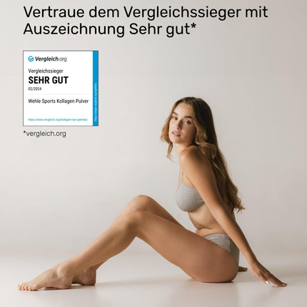 Collagen Powder 1 KG - Bioactive Collagen Hydrolysate Peptides, Protein Powder, Tasteless, Wehle Sports Made in Germany Collagen Type 1, 2 &amp; 3 Lift Drink 1000g