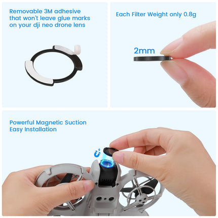 Uvafly Neo ND Filter, Multi-Coated Magnetic Camera Lens Filters for DJI Neo Drone Accessories 5 Pack (UV/ND8/ND16/ND32/ND64)