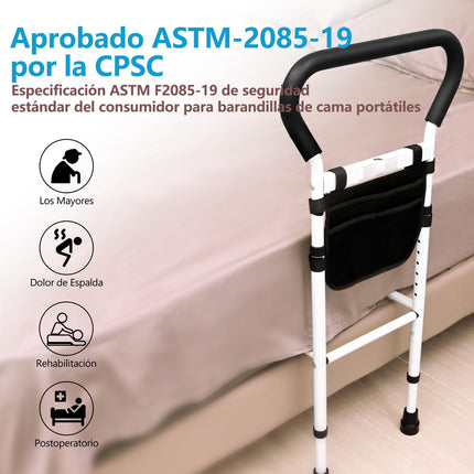 Zuanduo Bed Rail for Seniors for the Safety of Older Adults, Bed Support Bar with Motion Light and Storage Bag, Adjustable Support Feet, Bed Riser Aid, Standing Aid for Seniors