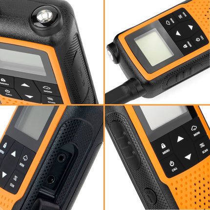Walkie Talkies for Adults and Kids, Greaval PMR446 Rechargeable Walkie Talkie with Earpiece and USB Cable, 16 Channels, 2-Way Radio, License-Free Walkie Talkie (Orange, 4-Pack)