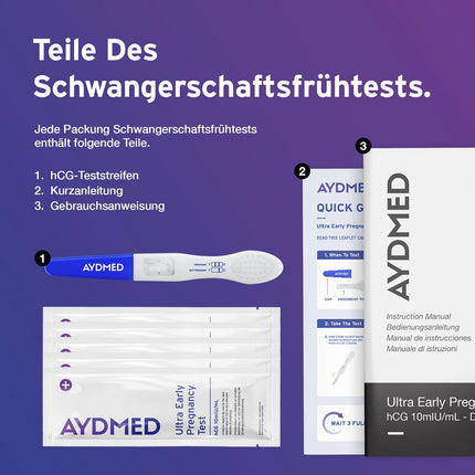 5 x Aydmed Profi Early Pregnancy Test | Ultra-sensitive pregnancy test for detecting pregnancy in urine | Accuracy over 99% | Test 6 days before your missed period