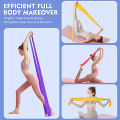 Fokky 1.8M Fitness Bands, Set of 4 Resistance Bands Exercise Bands, Resistance Bands with Carrying Bag &amp; Exercise Instructions, Fitness Band for Pilates Yoga Fitness Muscle Building