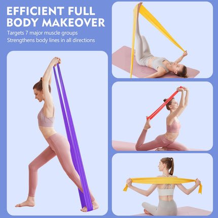 Fokky 1.8M Fitness Bands, Set of 4 Resistance Bands Exercise Bands, Resistance Bands with Carrying Bag &amp; Exercise Instructions, Fitness Band for Pilates Yoga Fitness Muscle Building