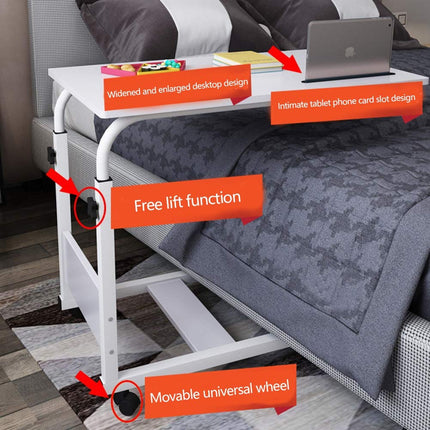 Adjustable bedside table with lockable wheels – movable rolling tray for bedridden elderly people, reading, eating – height-adjustable bedside table