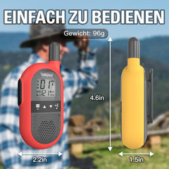 Talkpod F40 Walkie Talkie Kids Adults, Long Range Radio, 16 Channels Walky Talky, Rechargeable with Li-ion Battery, Type-C Charging Cable for House Party Biking Camping Hiking and Adventures