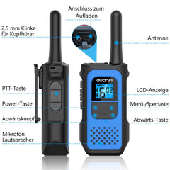 Walkie Talkie, AWANFI Walkie Talkie Set of 3 for Adults and Children, Rechargeable Walkie Talkie with Li-ion Battery, 16 Channels VOX Radio, Walkie Talkie with Type C Charging Cable for Biking, Camping, Hiking