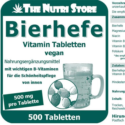 Brewer's Yeast 500 mg Vitamin Tablets 500 pcs. - with important B vitamins for beauty care from within