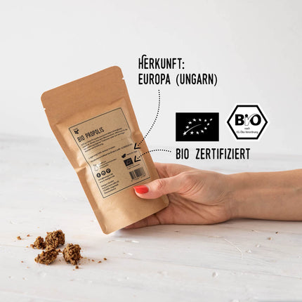 beegut ORGANIC Propolis raw, natural, freshly harvested &amp; pure propolis, 100g raw propolis for your own processing, 100% from ORGANIC beekeeping