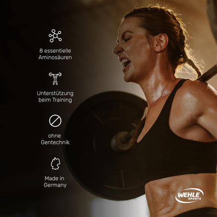 Wehle EAA Powder 500g, fine amino powder with 8 essential amino acids, Human Code Formula I Delicious taste &amp; top solubility - Vegan sugar, Amino Workout Drink (500g, Tropical Fruits)