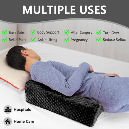 Jacobable Wedge Pillow for Side Sleeping, Body Positioning Foam Wedge Pillow, Side Wedge Pillow for Sleeping, Non-Slip Back Positioning Pillow for Bed Sore Wedge (Black)