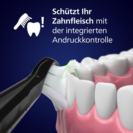 Philips Sonicare 5300 electric toothbrush, sonic toothbrush with 2 intensity levels, pressure control, EasyStart, Smartimer and BrushPacer, black, model HX7101/01 [New Technology]