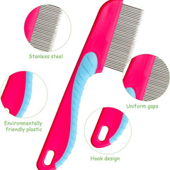 2 Pieces Lice Comb Stainless Steel Flea Comb Durable Lice Combs Flea Comb Plastic Lice Comb Lice Combs for Care and Removal of Dandruff or Lice