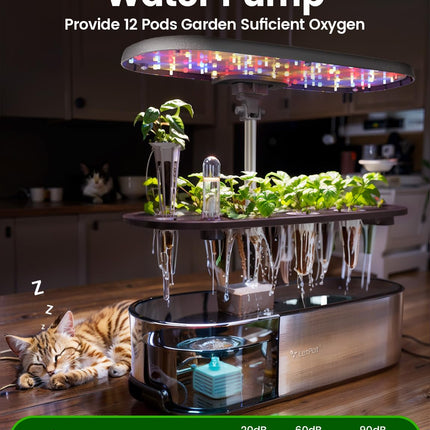 LETPOT LPH-SE WiFi Hydroponic Growing System, 12 Pods Smart Herb Garden Kit for Indoor Use, Indoor Garden with 24W LED Grow Light, 5.5L Water Tank, Pump System, Automatic Timer