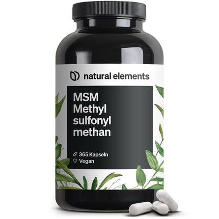 MSM Capsules - 365 vegan capsules - Laboratory-tested 1600mg methylsulfonylmethane (MSM) powder per daily dose - Without magnesium stearate, high dosage and produced in Germany