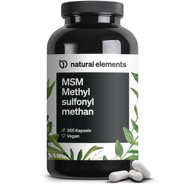 MSM Capsules - 365 vegan capsules - Laboratory-tested 1600mg methylsulfonylmethane (MSM) powder per daily dose - Without magnesium stearate, high dosage and produced in Germany