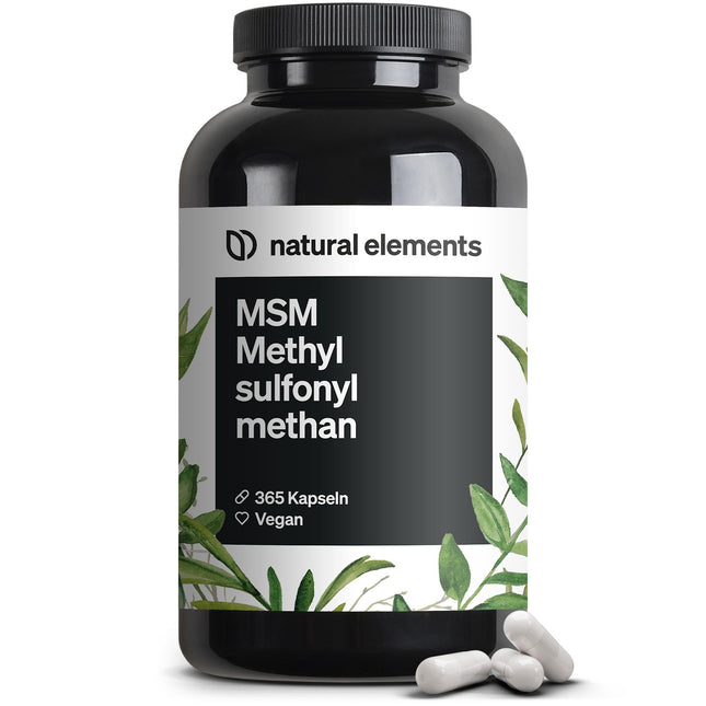 MSM Capsules - 365 vegan capsules - Laboratory-tested 1600mg methylsulfonylmethane (MSM) powder per daily dose - Without magnesium stearate, high dosage and produced in Germany