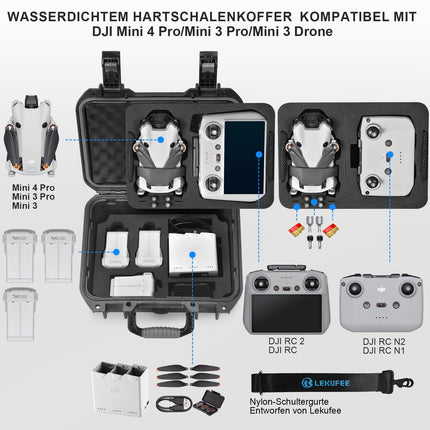 LEKUFEE Waterproof Case for DJI Mini 4 Pro/DJI Mini 3/ DJI Mini 3 Pro and DJI Mini 3 Accessories (Case only)