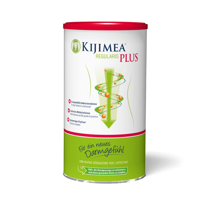 Kijimea® Regularis PLUS – for a new gut feeling | With exquisite methylcellulose, natural psyllium, and 6 selected bacterial culture strains.