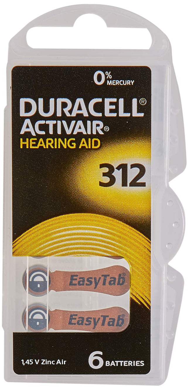 Duracell Easytab DA 312 - for all hearing aids with battery type 312 10 x 6 pieces