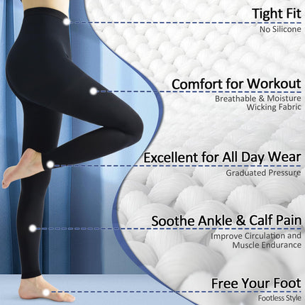 beister Medical Compression Stockings Women Long, 20-30 mmHg Support Stockings Men, Opaque Toeless Compression Pants Class 2 Solid Support for Varicose Veins, Edema