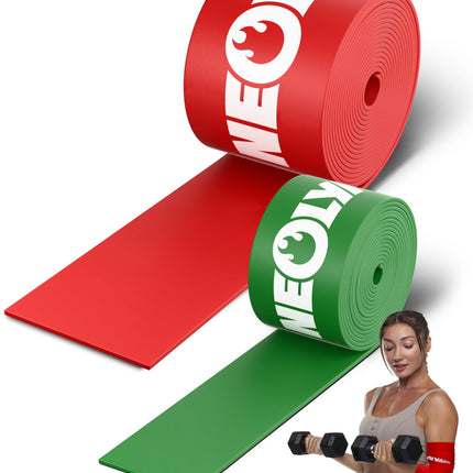 NEOLYMP Flossing Band Set – 2 fitness bands made of 100% natural latex – Perfect for physiotherapy accessories, strength training &amp; regeneration – Water-repellent, tear-resistant – Fitness band including bag