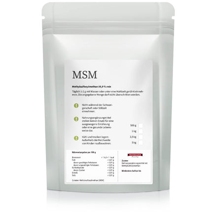 Feinwälder® MSM Powder, 1000g – 99.9% Purity, Premium Quality, Organic Sulfur, Methylsulfonylmethane without Additives
