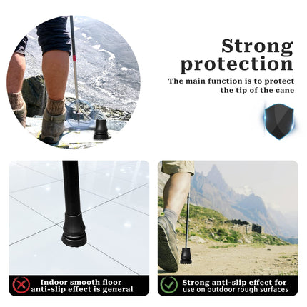 2 pieces walking stick rubber buffer 1.9 cm crutches rubber, non-slip rubber tips, replacement rubber tips for seniors crutches, sticks, walking sticks, hiking sticks