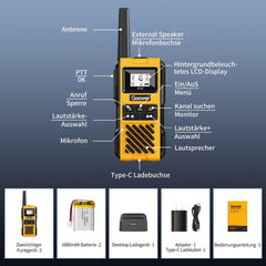 Gaswei G1pro High-Performance Long-Range Walkie Talkies for Adults, Rechargeable Emergency Two-Way Radios, 16-Channel Walkie Talkie with Lithium-Ion Battery, IP67 Waterproof (2 Pack)