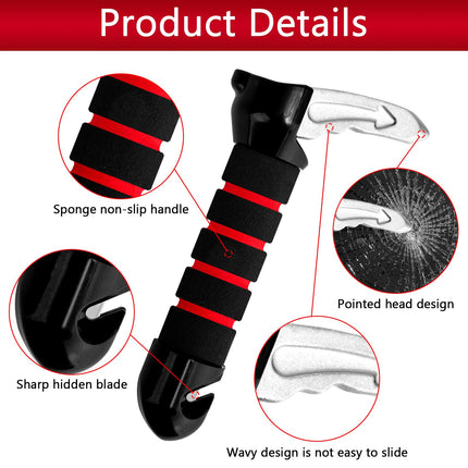 Car exit aid, 2 pieces car entry aid, 3 in 1 multifunctional car grab bar, window breaker, seat belt cutter, support handle car exit aid for seniors, disabled people, pregnant women