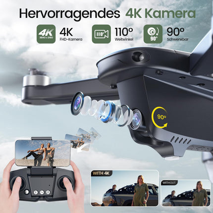 Holy Stone HS175D Foldable GPS Drone with 4K HD Camera, RC Quadcopter with 46 Min. Long Flight Time, Follow-Me, Brushless Motor, Tap-Fly, Point of Interest Altitude Hold, Folding Drone for Beginners and Adults, C0